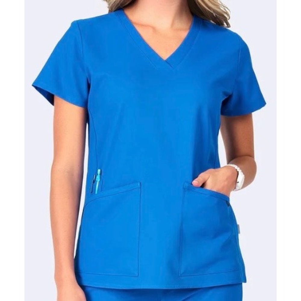 Zavate Studio 1165 Royal Blue V-Neck Scrub‎ Top Studio Stretch Short Sleeve NWT